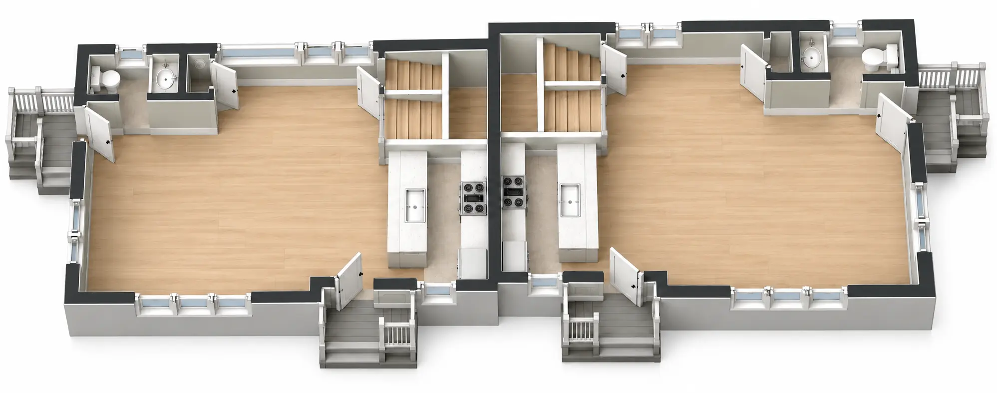 First floor plan of the three-bedroom residences at 18 Patterson Street, Dorchester, MA