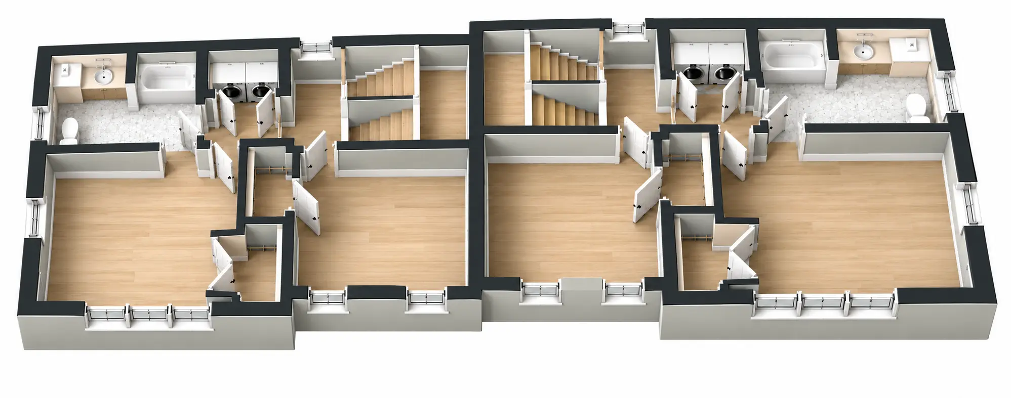 Second floor plan of the three-bedroom residences at 18 Patterson Street, Dorchester, MA